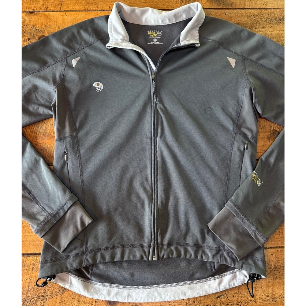 Mountain Hardwear Mens Full-Zip Gray Lightweight Fleece Jacket Drop Tail Hem L